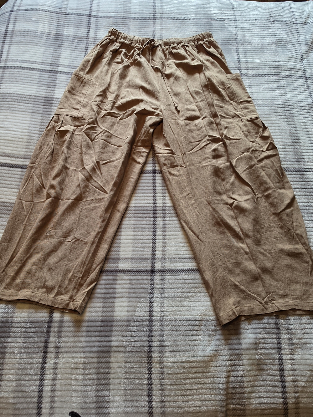 Women's Elastic-Waist Wide Leg Pants - Tan